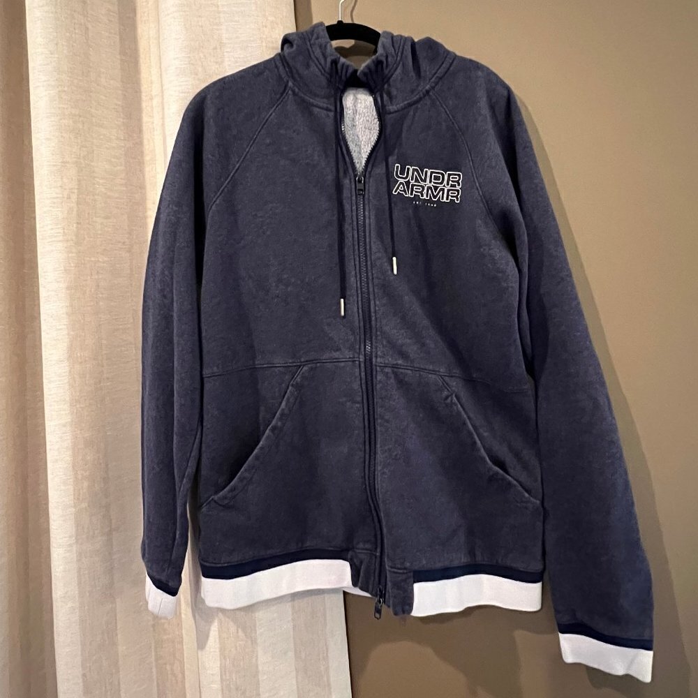 Under Armour Navy Coldgear Hoodie Jacket, Size Medium